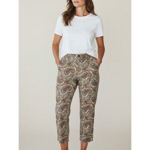 Talbots Womens Size 4P Paisley Print Straight-Leg Pants With Faux Back Pockets M
